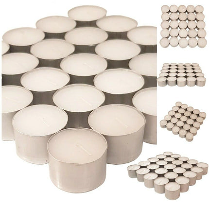8 hour Tea lights Candles - White Long Lasting Tealights - Unscented - 3.8 x 2.3 CM, 8hr.