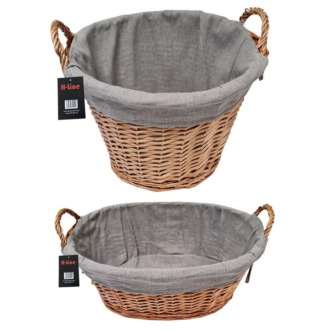 Wicker Laundry Basket With Lining & Handles Washing Bathroom Storage Hamper Bin
