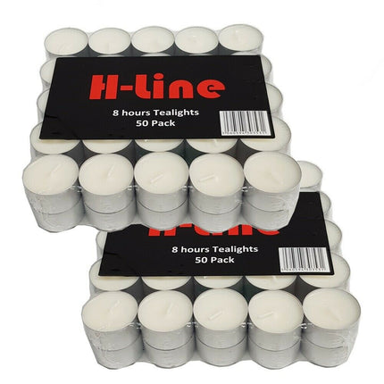 8 hour Tea lights Candles - White Long Lasting Tealights - Unscented - 3.8 x 2.3 CM, 8hr.