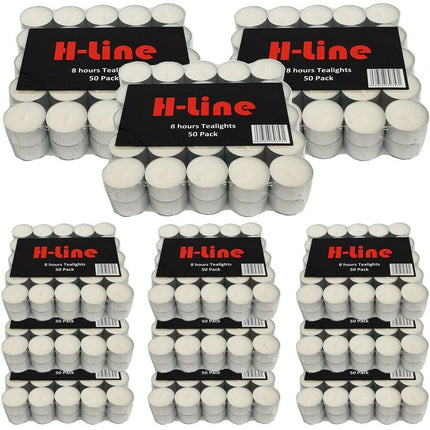 8 hour Tea lights Candles - White Long Lasting Tealights - Unscented - 3.8 x 2.3 CM, 8hr.