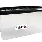 Quality Plastic Storage Boxes Clear Box With Black Lids Home Office Stackable UK 4