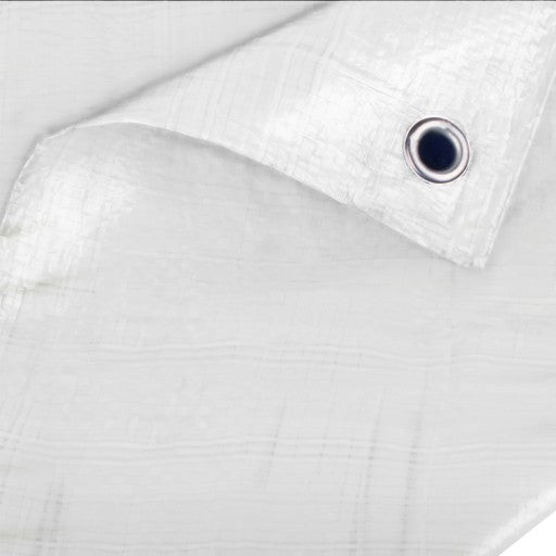 Strong Waterproof Tarpaulin with Eyelets - White