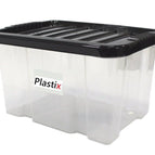 Quality Plastic Storage Boxes Clear Box With Black Lids Home Office Stackable UK 10
