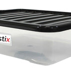 Quality Plastic Storage Boxes Clear Box With Black Lids Home Office Stackable UK 5