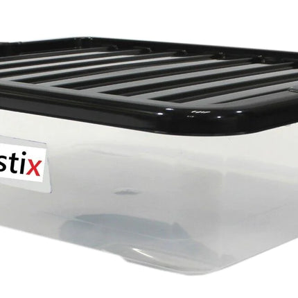 Quality Plastic Storage Boxes Clear Box With Black Lids Home Office Stackable UK