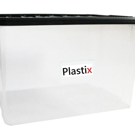 Quality Plastic Storage Boxes Clear Box With Black Lids Home Office Stackable UK