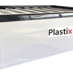 Quality Plastic Storage Boxes Clear Box With Black Lids Home Office Stackable UK 2