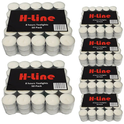 8 hour Tea lights Candles - White Long Lasting Tealights - Unscented - 3.8 x 2.3 CM, 8hr.