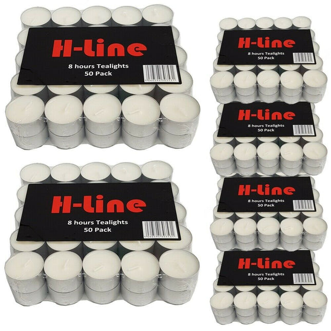 8 hour Tea lights Candles - White Long Lasting Tealights - Unscented - 3.8 x 2.3 CM, 8hr.