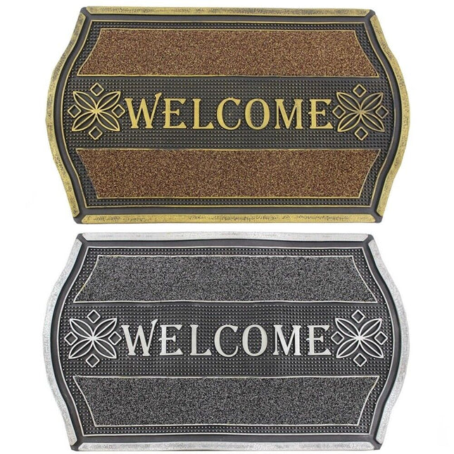 Welcome Cutaway Non Slip Coir & Rubber Door Mat Doormats Indoor Outdoor Mats