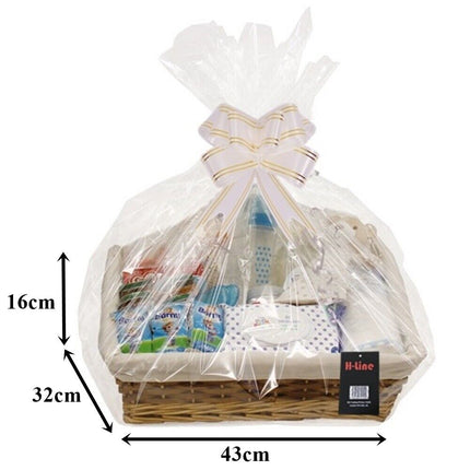 MAKE YOUR OWN HAMPER WICKER WINE BASKET CELLOPHANE WOOD WOOL BOW XMAS GIFT SET