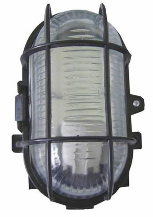 BLACK OUTDOOR GARDEN SECURITY BULKHEAD BULK HEAD LIGHT LAMP LANTERN 60W IP44