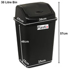 Plastic Swing Top Bin Waste 30l Or 50l Rubbish Dust Home Kitchen Office 3