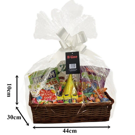 MAKE YOUR OWN HAMPER WICKER WINE BASKET CELLOPHANE WOOD WOOL BOW XMAS GIFT SET