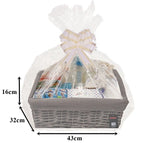 MAKE YOUR OWN HAMPER WICKER WINE BASKET CELLOPHANE WOOD WOOL BOW XMAS GIFT SET 25