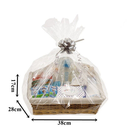 MAKE YOUR OWN HAMPER WICKER WINE BASKET CELLOPHANE WOOD WOOL BOW XMAS GIFT SET