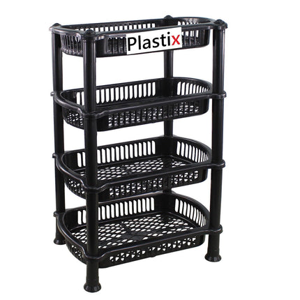 3 4 Tier Plastic Storage Shelf Shelves Basket Rack Caddy Home Kitchen Veg Fruit