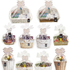 MAKE YOUR OWN HAMPER WICKER WINE BASKET CELLOPHANE WOOD WOOL BOW XMAS GIFT SET 1