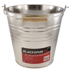 Traditional Galvanised Strong Steel Metal Bucket Water Feed With Wooden Handle 2