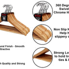 Clothes Wood Hanger Set - 20 Wooden Coat Hangers with Trouser Bar 2