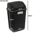 Plastic Swing Top Bin Waste 30l Or 50l Rubbish Dust Home Kitchen Office 5
