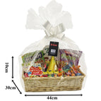 MAKE YOUR OWN HAMPER WICKER WINE BASKET CELLOPHANE WOOD WOOL BOW XMAS GIFT SET 3