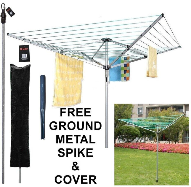 3 ARM / 4 ARM OUTDOOR ROTARY AIRER FOLDING DRYER / TELESCOPIC WASHING LINE PROP