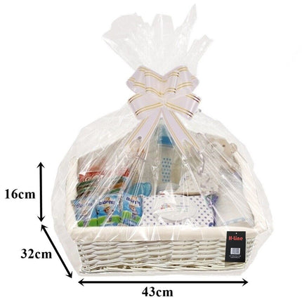 MAKE YOUR OWN HAMPER WICKER WINE BASKET CELLOPHANE WOOD WOOL BOW XMAS GIFT SET