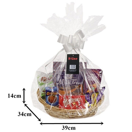 MAKE YOUR OWN HAMPER WICKER WINE BASKET CELLOPHANE WOOD WOOL BOW XMAS GIFT SET