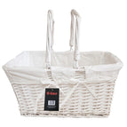 TRADITIONAL SHOPPING BASKET FOLDING HANDLES PICNIC STORAGE WICKER WEAVE BOX 3