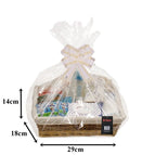 MAKE YOUR OWN HAMPER WICKER WINE BASKET CELLOPHANE WOOD WOOL BOW XMAS GIFT SET 18