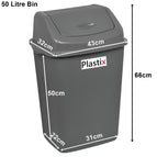 Plastic Swing Top Bin Waste 30l Or 50l Rubbish Dust Home Kitchen Office 4