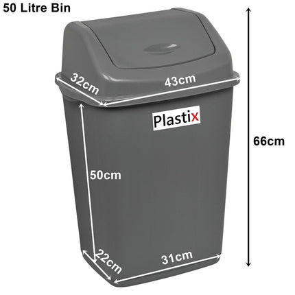 PLASTIC SWING TOP BIN WASTE 30L 50L RUBBISH DUST HOME KITCHEN OFFICE