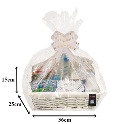 MAKE YOUR OWN HAMPER WICKER WINE BASKET CELLOPHANE WOOD WOOL BOW XMAS GIFT SET