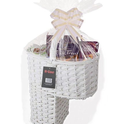 MAKE YOUR OWN HAMPER WICKER WINE BASKET CELLOPHANE WOOD WOOL BOW XMAS GIFT SET