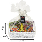 MAKE YOUR OWN HAMPER WICKER WINE BASKET CELLOPHANE WOOD WOOL BOW XMAS GIFT SET 14