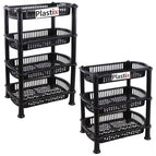 3 4 Tier Plastic Storage Shelf Shelves Basket Rack Caddy Home Kitchen Veg Fruit 1