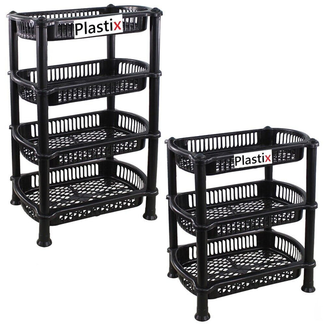 3 4 Tier Plastic Storage Shelf Shelves Basket Rack Caddy Home Kitchen Veg Fruit
