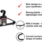 Adult Black Coat Hangers Hanger Coathanger Strong Plastic Clothes Trousers 2