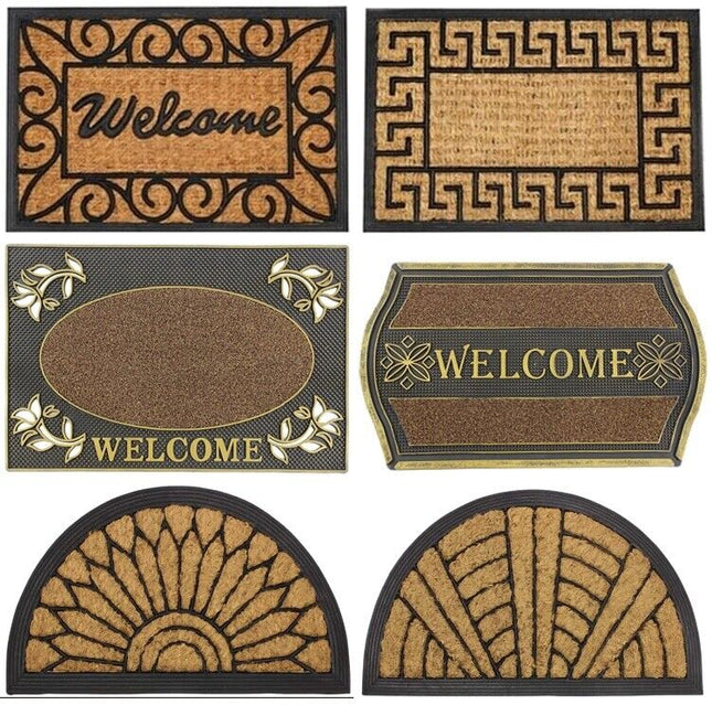 Non Slip Natural Coir Rubber Ornate Door Mat Doormats Welcome Indoor Outdoor 