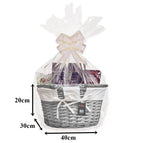 MAKE YOUR OWN HAMPER WICKER WINE BASKET CELLOPHANE WOOD WOOL BOW XMAS GIFT SET 26