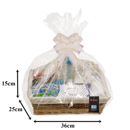 MAKE YOUR OWN HAMPER WICKER WINE BASKET CELLOPHANE WOOD WOOL BOW XMAS GIFT SET