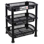 3 4 Tier Plastic Storage Shelf Shelves Basket Rack Caddy Home Kitchen Veg Fruit 2