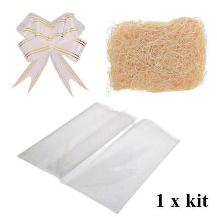 Clear Cellophane Gift Wrap Bag Bow Woodshred Christmas Make Your Own Hamper Kit