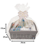 MAKE YOUR OWN HAMPER WICKER WINE BASKET CELLOPHANE WOOD WOOL BOW XMAS GIFT SET 22