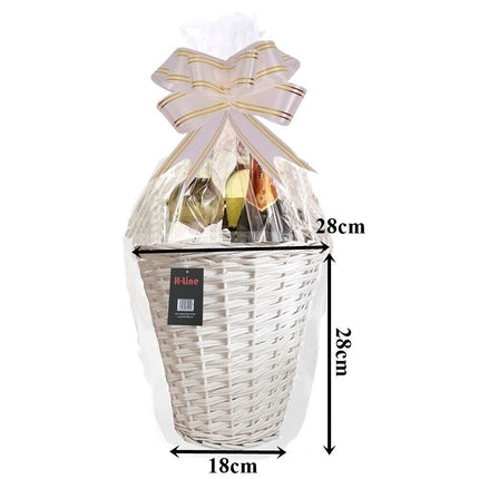 MAKE YOUR OWN HAMPER WICKER WINE BASKET CELLOPHANE WOOD WOOL BOW XMAS GIFT SET