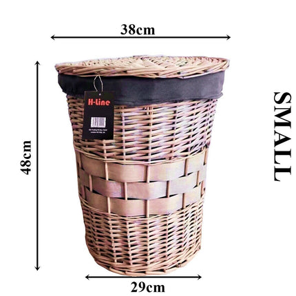 Wicker Storage Basket Set W Lining & Lid Bathroom Washing Laundry Hamper