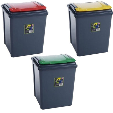 50L PLASTIC RECYCLE RECYCLING BIN KITCHEN DUSTBIN GARDEN WASTE RUBBISH BINS