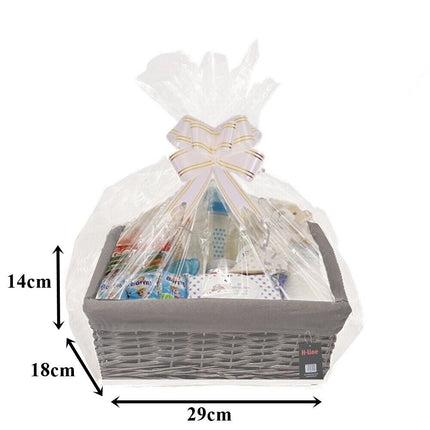 MAKE YOUR OWN HAMPER WICKER WINE BASKET CELLOPHANE WOOD WOOL BOW XMAS GIFT SET