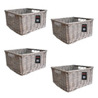 Large Grey Square Wicker Storage Basket Hamper Rattan Shelf Unit Display Tidy 4